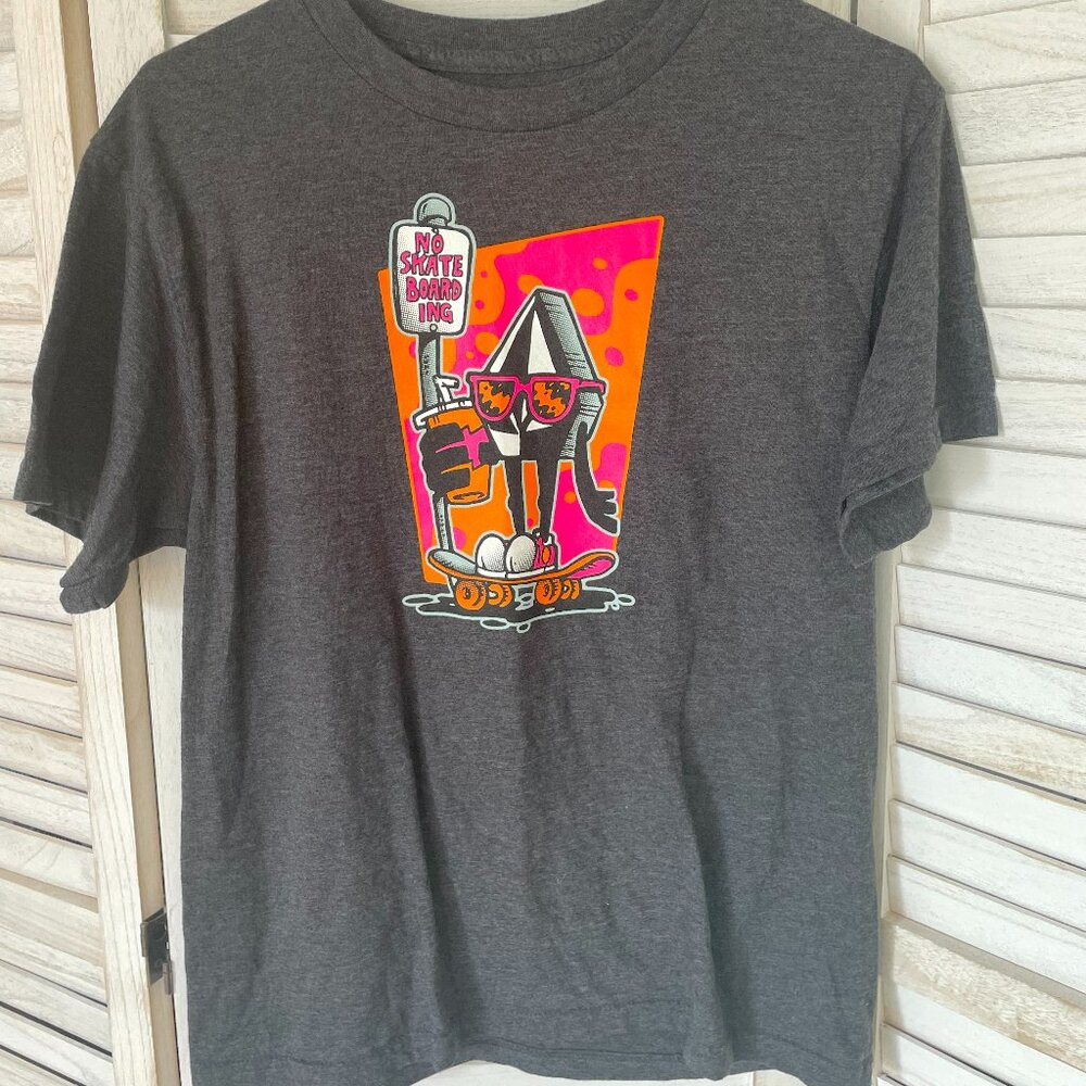 VOLCOM Men's Youth Skate Graphic T-shirt Gray Size L/G